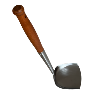 Thickened 304 Stainless Steel Wok Spatula Traditional Bent Handle Cooking Utensil for Stove Wood Handle Kitchen Cooking Tools