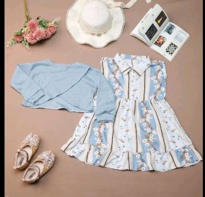 Gamis Anak Lebaran Terbaru 2 in 1 outer usia 1- 10 tahun /  Dress Anak Perempuan