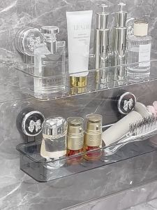 Light Luxury Bathroom Suction Cup Type Suction Cup Rack Perforated Wall-Mounted Cosmetic Storage Box Toilet Storage Toilet