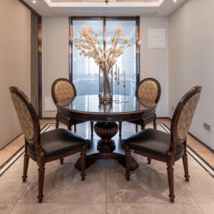 American Country Solid Wood Dining Tables and Chairs Set French Entry Lux Style Round Table Small Apartment For Home Dining Table Dining Table in Dining Room