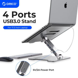ORICO Laptop Stand Aluminum Notebook Riser 4 Port USB3.0 Desktop Foldable Laptop Cooling Stand for MacBook Dell