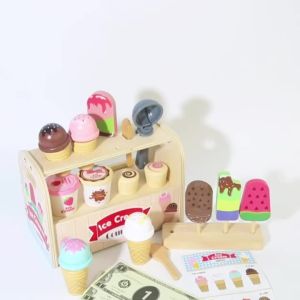 Ice Cream Cart Toy Set - Includes Ice Cream Cones Ice Cream Scoop And Toppings - Perfect Gift For Pretend Play Party Games