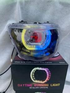 REFLEKTOR LAMPU DEPAN MIO J BILLED BILED MATRIX X1 RGB DEVIL SHOURD AKRILIK KRYSTAL GANTI WARNA RING SUKA SUKA VIA BLUETOOTH