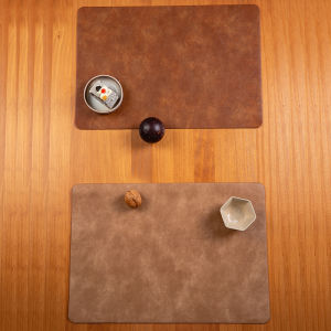 Heat-Resistant Double-Sided Retro Leather Pattern Placemat