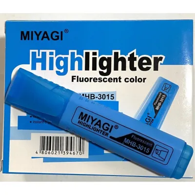 12pcs Miyagi Highlighter Fluorescent Color MHB-3015 Yellow Orange Blue Green Pink
