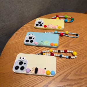 3D PASTE colored spherical Cartoon Dog Phone Case for iPhone 11 12 13 14 15 16 Pro Max PLUS Soft COVER WITH Hanging CHAIN for iphone16 Case casing