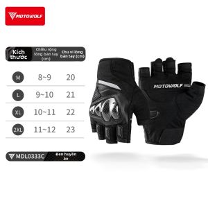MOTOWOLF | Găng Tay Da Đua Xe Máy Ngón Ngắn Chống Rơi Sợi Carbon