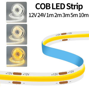 12V 24V COB LED Strip Light 320LEDs/m 10M 5M 3M 2M 1M Flexible LED Tape Lights for DIY Cabinet Bedroom Home Decor