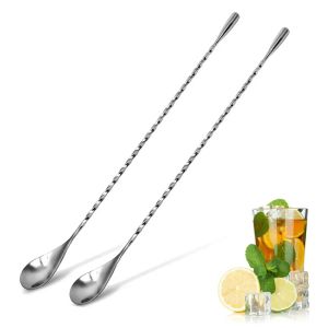 Kitchen 30cm Long Handle Cocktail Stirrers Bartender Mixing Stick Spoon Stainless Steel Barman Kit Accessories Whisky Shaker Bar