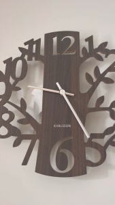 Karlsson Wall clock 40cm woodpecker MDF brown (Pendulum)
