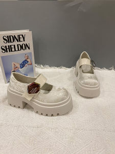 New Chinese Style Thick Bottom Mary Jane Loafers Womens Summer 2024 Embroidered Print JK Short Size Increase Fashion Single Shoes