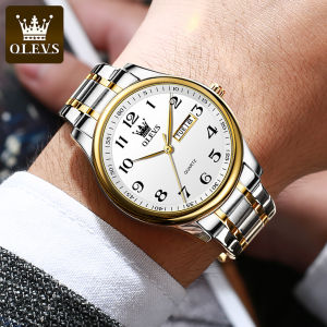 OLEVS Jam Tangan Pria Dewasa 2024 Anti Air Orii Import Stainless steel strap Kuarsa Terbaru Bercahaya Jam Tangan Cowok