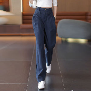 High Waist Wide Leg Workwear Pants Womens Spring Autumn New Style Casual Mountain Climbing Pants Military Green Straight Leg