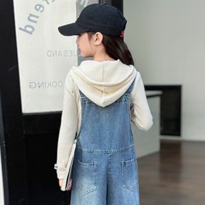 Loose Casual Denim Overalls for Girls Autumn Wear New Style Small Girl Medium Large Children Romper Strap Pants Clothing Set