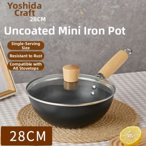 One-person Non-coated Cast Iron Wok Stove and Induction Compatible