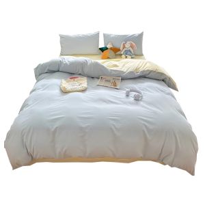 Cream Style Color Matching Bed Four-Piece Set Bed Sheet Quilt Cover Student Dormitory Bed Three-Piece Set Non-Cotton Pure Cotton 2024