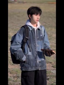 SINRANSINYA丨Người Đàn Ông Của Áo Khoác-Nhật Bản mùa xuân và mùa thu Thiết Kế Tương Tự Áo khoác Denim nhãn hiệu thời trang Mỹ Lỏng Lẻo Giản Dị Thanh Niên Áo khoác làm việc