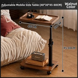 ZHU OU JI | Adjustable Mobile Side Table With Wheels