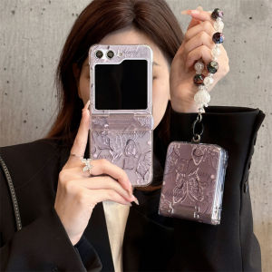 Dark Butterfly Full Cover Hinge Protection Case for Samsung ZFlip6 ZFlip5 ZFlip4 Flip3 Creative Painted Fashion Small Fresh Womens Style