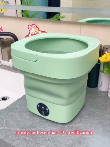 Portable Washing Machine 12L Foldable Mini Washer 36W Spin Dryer Compact Laundry Cleaner Apartment RV Travel