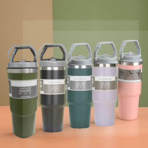 Termos Botol Minum Stainless Steel POLOS 1 Warna I Termos Minum Tenteng Plastik 1 & 2 Cara Minum I 890ML I SUS 304 I HN-133/4020/4048