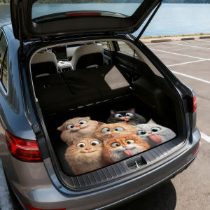 Fun Cartoon Plush Kitten Trunk Mat Wear-Resistant and Stain-Resistant Car Trunk Liner Universal Car Trunk Protector