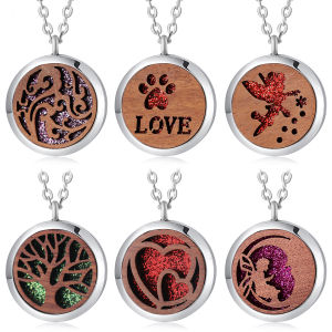 Vintage Wood Flower Fairy Aromatherapy Necklace Fashion Essential Oil Diffuser For Women Perfume Locket Simple Pendant Jewelry