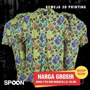KEMEJA FULLPRINT SPOON GROSIR 3PCS