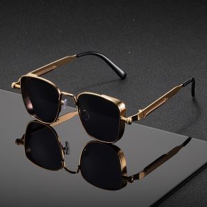 Retro Steampunk Square Metal Frame Fashionable Glasses Suitable for Both Men and Women Street Style Glasses Suitable for Events