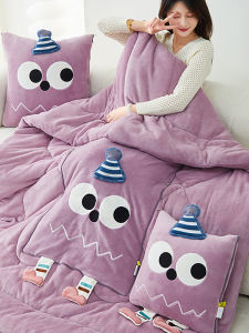 Nệm Ô Tô Hai Trong Một Dày Dặn Bằng Vải Nhung Sữa Dễ Thương Có Thể Gập Lại Cho Giấc Ngủ Trưa Và Nệm Ô Tô