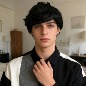 European and American fashion slanted bangs mens short hair fluffy high temperature silk styling dressing mechanism wig headgear