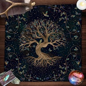 Cây Sự Sống Tarot Thẻ Khăn Trải Bàn Pha Trăng Thực Vật Thiết Kế Phù Thủy Wicca Bàn Thờ Vải Bói Toán Phong Cách Hiện Đại Có Thể Tái Sử Dụng Polyester