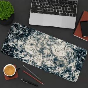 Black And Grey Abstract Art Pattern Design Mouse Pad Anti-Slip Rubber Base Extended Desk Mat For Gamers Office Computer