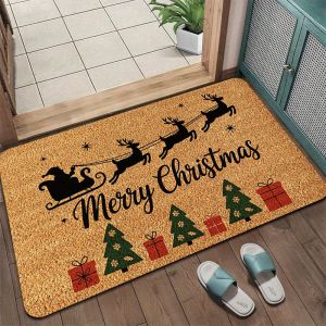 VIKAMA Cowboy Christmas Tree Doormat Pink Leopard Cow Print Boots Ropes Welcome Mat Entryway Rug Front Porch Decor
