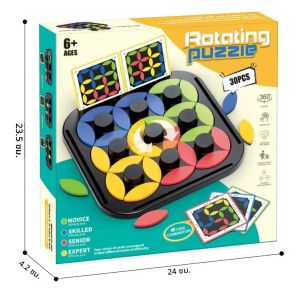 เด็กหมุนปริศนา Tangram ตารางเกมการจับคู่สีการคิดเชิงตรรกะสมอง Teaser ปริศนาของเล่นเพื่อการศึกษาเด็ก