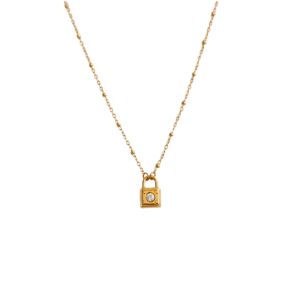 สร้อยคอโซ่จี้เพชรล็อคขนาดเล็ก • เครื่องประดับกันน้ำไม่เสื่อมเสีย • สร้อยคอสแตนเลสไททาเนียมเหล็กชุบทอง316L 18K สำหรับ NL258ผู้หญิง