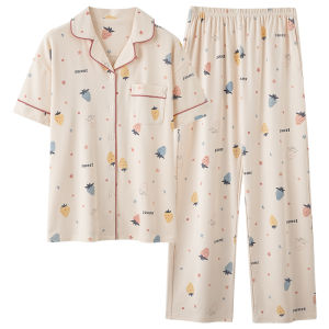 Miiow | Catwoman Summer Sleepwear Womens Cotton Casual Long Pants Short Sleeve Home Clothes Set Youth Sweet Cute Style Printed Cartoon