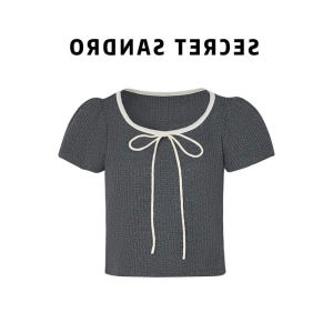 Áo Len Dệt Kim Tay Ngắn Mùa Hè Pure Desire Phong Cách Ngọt Ngào Và Cay Nồng Áo Thun Nữ Dáng Ôm Mỏng Cổ Tròn Hở Vai