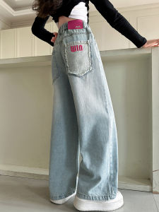 กางเกงยีนส์เด็กผู้หญิงขาตรง ทรงหลวม ทรงสลิมฟิต สำหรับฤดูใบไม้ผลิและฤดูใบไม้ร่วง กางเกงขายาวทรงหลวมสำหรับเด็กผู้หญิง