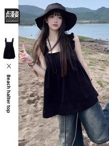 ZHENMANZI | Black Elegant French Sweet and Spicy Top
