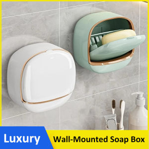 Bathroom Drain Soap Box Wall Mounted Soap Box with Lid Waterproof Soap Dish Dishes Storage Box Travel Organizer Case