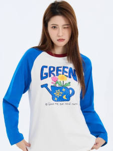 Sweet Style Long Sleeve Pure Cotton Loose Fit Inner Wear T-Shirt Color Block Design Cute And Youthful Looking Top for Women