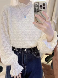 chaqi | Lace Half High Collar Thickened Padded Top