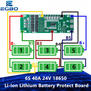 6S 40A 24V 18650 Li-Ion Lithium Battery Protect Board Solar Lighting Bms Pcb With Balance For Ebike Scooter