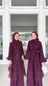 Gamis Alexa Dress Premium Bahan Ceruty Mix Brukat Size M L XL Baju Gamis Lebaran Baju Kondangan Terbaru 2025 Best Seller Dress Mewah Wanita Murah Mahogany