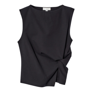 Elegant Slim Fit Minimalist Design Boat Neck Ruffled Texture Tank Top