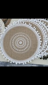 38CM Placemats Bohemia Style Round Table Mat Insulation Anti-Slip Cup Pad/Mat Dining Mat for Dining Table Restaurant Coaster