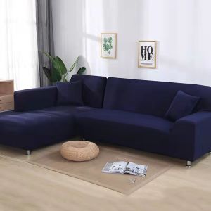 Áo Phủ Ghế Sofa Hình Chữ L Màu Trơn Co Giãn 2 Món Dày Dặn Dành Cho Phòng Khách Màu Xám Trắng Đen