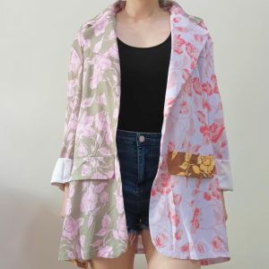 ECLAIRE 003 Blazer Patchwork Longsleeves Flower Floral Bunga Kasual Korea Casual Import miizo