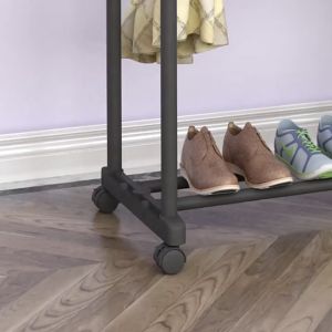 Single/Double Pole Clothes Hanging Rack with Wheels Laundry Organizer Cloth Hanger Rak Baju Murah Rak Pengering Pakaian